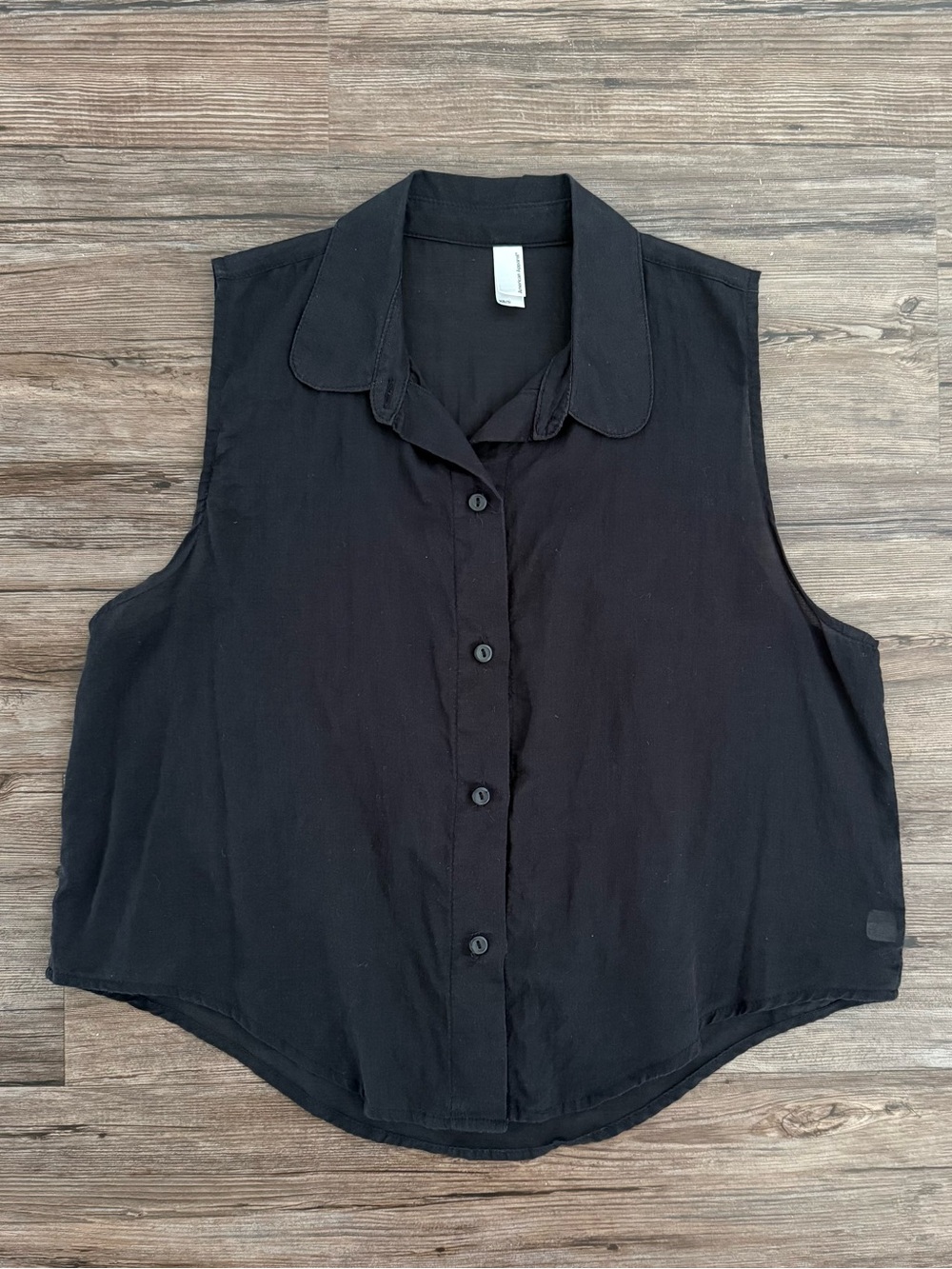 Vintage American Apparel Collared Sheer Tank Button Down Black XS/S